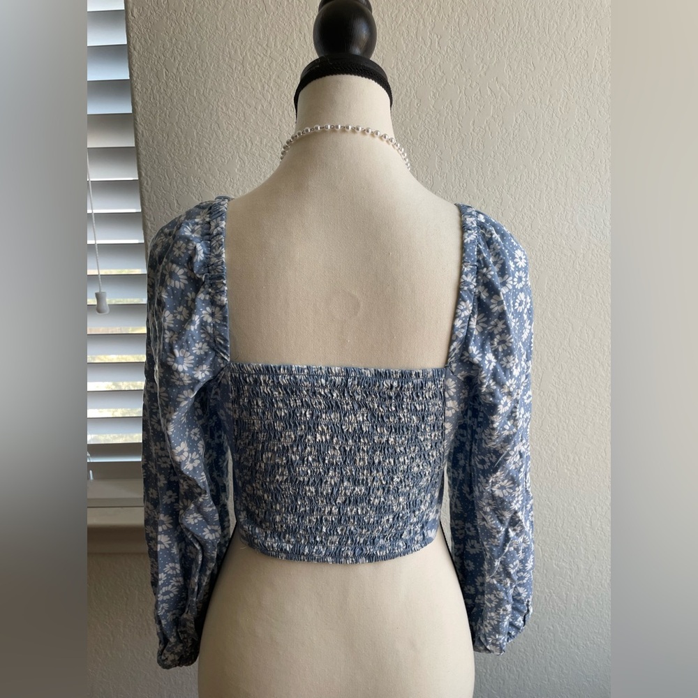Floral Blue Women's Top - Picture 2 of 2